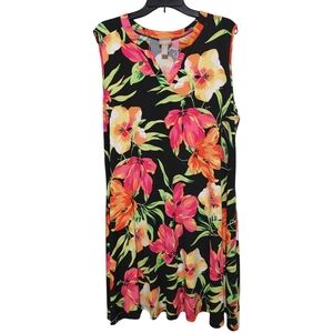 Chicos Tropical Floral Colorful Sleeveless Shift Dress Women's Size 3 (XL)